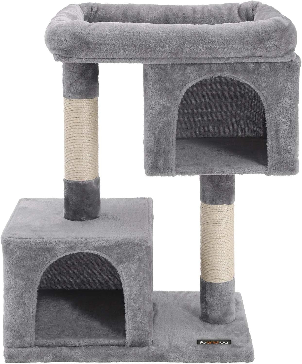 Cat Tree, 33.1-Inch Cat Tower, L, Cat Condo for Large Cats up to 16 Lb, Large Cat Perch, 2 Cat Caves, Scratching Post, Light Gray UPCT61W